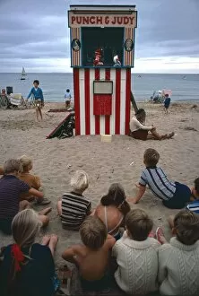 Images Dated 1st August 1972: Punch and Judy show on Swanage beach, Dorset. 1970s August 1972