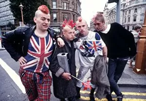 Punk mohican hair tartan trousers union jack vest flag 1986 punks