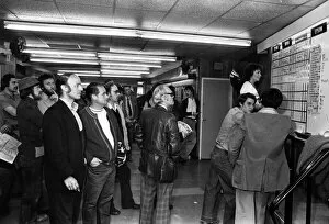 Punters- ready for the off at a betting shop. 6th June 1979