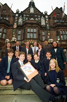 Pupils from Coventry Blue Coat Church of England School sign a peace treaty with pupils Pupils from Coventry Blue Coat Church of England School sign a peace treaty with pupils