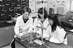 Images Dated 23rd January 1990: Pure chemistry... Greenhead College science students (from left) Andrew Maxwell