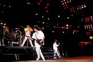 Queen in concert at the Wembley stadium 1980s Freddie Mercury Queen in concert at the Wembley stadium 1980s Freddie Mercury