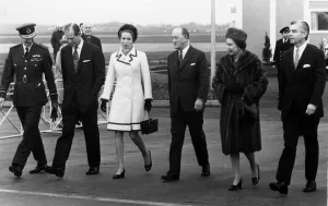 Images Dated 8th February 1972: The Queen, Duke of Edinburgh and Princess Anne, at London Heathrow Airport