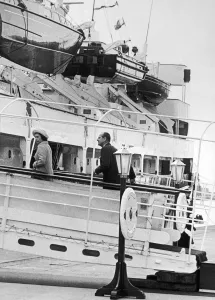 The Queen and The Duke of Edinburgh seen here returning to the Royal Yacht Britannia at The Queen and The Duke of Edinburgh seen here returning to the Royal Yacht Britannia at