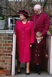 Queen Elizabeth 11 March 1989 leaving church holding the hand of Prince Harry Queen Elizabeth 11 March 1989 leaving church holding the hand of Prince Harry