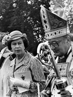 Queen Elizabeth II attends a service at Brecon Cathedral to celebrate the Diamond Jubilee