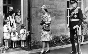 Queen Elizabeth II at Hexham station house is greeted by Anette Queen Elizabeth II at Hexham station house is greeted by Anette