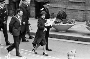 Queen Elizabeth II at Leamington Spa Town Hall, Warwickshire. 24th March 1988 Queen Elizabeth II at Leamington Spa Town Hall, Warwickshire. 24th March 1988