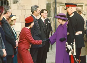 Images Dated 28th November 1991: Queen Elizabeth II and Prince Philip visit Durham - The Queen meets lady Millbank on her