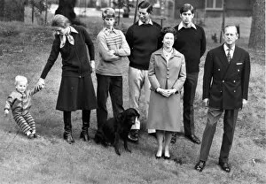 Images Dated 20th November 1979: Queen Elizabeth II takes a stroll in the grounds of Balmoral Castle with Prince Philip