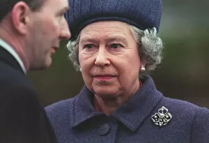 Images Dated 17th March 1996: Queen Elizabeth II talks to Michael Forsyth MP Secretary of State for Scotland Dunblane