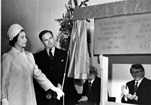 Queen Elizabeth II unveils the opening of the Milk Marketing Board Maelor Creamery at