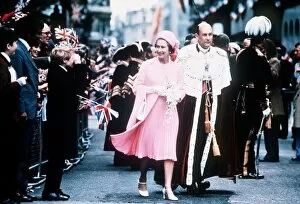 Queen Elizabeth with the Lord Mayor on Silver Jubilee Day. 7th June 1977