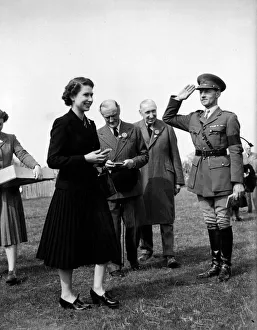 Queen Elizabeth with Major JWC Weldon at Badmington Horse trials. May 1953 Queen Elizabeth with Major JWC Weldon at Badmington Horse trials. May 1953