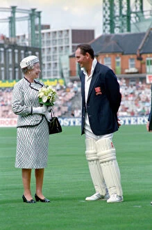 Images Dated 31st July 1991: Queen Elizabeth opens The Ken Barrington Stand at The Oval Cricket Ground