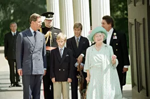 Images Dated 4th August 1995: Queen Elizabeth The Queen Mother celebrates her 95th birthday at Clarence House alongside