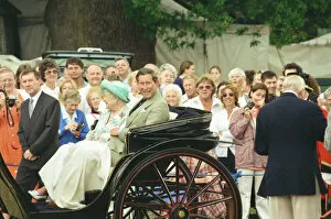Images Dated 26th July 1995: Queen Elizabeth The Queen Mother and Prince Charles, Prince of Wales at Sandringham