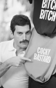 Queen lead singer Freddie Mercury seen here out shopping in a street market in New Queen lead singer Freddie Mercury seen here out shopping in a street market in New