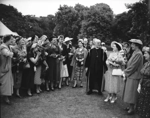 The Queen Mother in the gardens of Lambeth Palace 1955 with the Archbishop of The Queen Mother in the gardens of Lambeth Palace 1955 with the Archbishop of