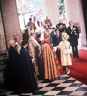 Queen Mother and Prince Andrew at Silver Jubilee Day 1977 with Archbishop of