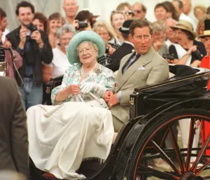 Queen Mother and Prince Charles at Sandringham Flower Show July 1996 Queen Mother and Prince Charles at Sandringham Flower Show July 1996