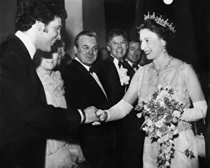 The Queen shaking hands with Tom Jones at the Royal Variety Show at the London Palladium The Queen shaking hands with Tom Jones at the Royal Variety Show at the London Palladium