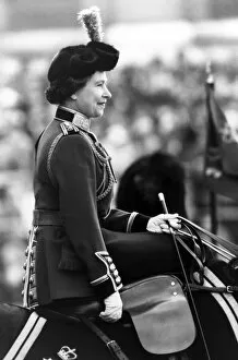 Images Dated 14th June 1980: The Queen takes part in Trooping of the Colour ceremony with 1st Battalion Irish Guards