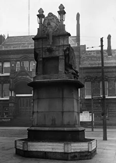 The back of Queen Victoria Memorial with St Helens Town Hall in background, St Helens The back of Queen Victoria Memorial with St Helens Town Hall in background, St Helens