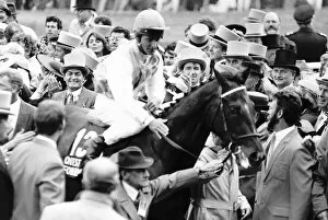 Images Dated 7th June 1990: Quest For Fame Racehorse pictured with trainer Roger Charlton jockey Pat Eddery