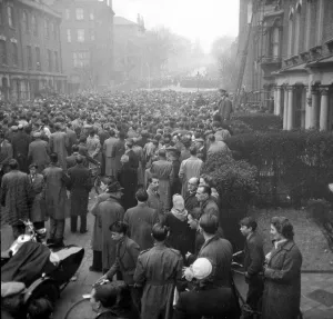 00229 Gallery: Queues of Arsenal fans ring their Highbury stadium hoping to get a ticket for the FA semi