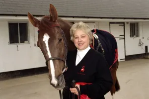 Racehorse trainer Jenny Pitman with Cheltenham Gold Cup hopeful Royal Athlete' Racehorse trainer Jenny Pitman with Cheltenham Gold Cup hopeful Royal Athlete'