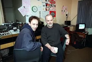 Images Dated 4th March 1997: Radio One DJ Steve Lamacq and John Peel at the decks of Subcity Radio in Glasgow student