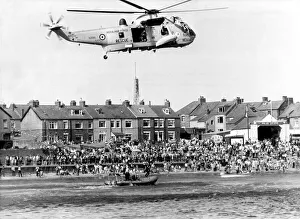 Images Dated 3rd August 1981: A RAF search and rescue Westland Sea King helicopter takes part in an exercise with