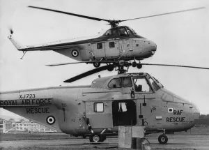 Images Dated 24th October 1974: Two RAF Westland Whirlwind helicopters at RAF Boulmer. The aircraft in