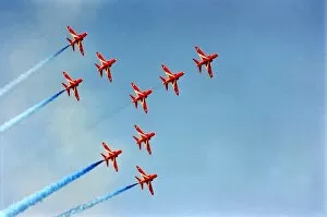Images Dated 5th August 1995: The RAFs Red Arrows display team perform in their BAE Hawk aircraft at