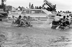 Images Dated 1st June 1985: Raft Races on the River Thames, London, June 1985