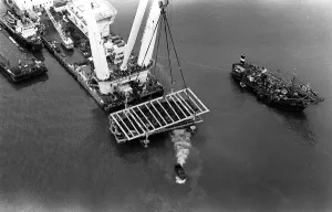 Raising of Mary Rose ship from the sea bed in Portsmouth October 1982 Raising of Mary Rose ship from the sea bed in Portsmouth October 1982