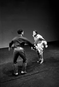 Ralph Lemon and Bebe Miller seen here performing Parallels in black at The Place theatre Ralph Lemon and Bebe Miller seen here performing Parallels in black at The Place theatre