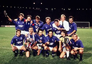 Rangers football team with the Skol Cup and the League Cup Ally McCoist Derek Ferguson Rangers football team with the Skol Cup and the League Cup Ally McCoist Derek Ferguson