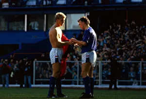 Rangers versus Celtic Chris Woods gives jersey to Graham Roberts October 1987 Rangers versus Celtic Chris Woods gives jersey to Graham Roberts October 1987