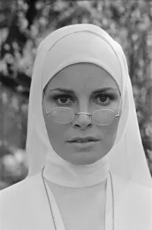 Images Dated 19th March 1972: Raquel Welch pictured on set, in Hungary filming her new movie 'Bluebeard'
