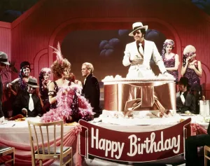 Raquel Welch and Tom Jones performing during a TV show television singer Raquel Welch and Tom Jones performing during a TV show television singer