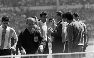 Rattin of Argentina argues with officials in World Cup 1966 quarter finals against Rattin of Argentina argues with officials in World Cup 1966 quarter finals against