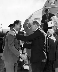 Real Madrid. Manager of Real Madrid Di Stefano greeting Matt Busby Manager of Real Madrid. Manager of Real Madrid Di Stefano greeting Matt Busby Manager of