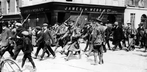 Rebel prisoners being marched out of Dublin by British Soldiers May 1916 The Rebel prisoners being marched out of Dublin by British Soldiers May 1916 The