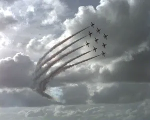 Red Arrows Hawks at Farnborough Air Show August 1998 Red Arrows Hawks at Farnborough Air Show August 1998
