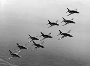 Red Arrows RAF display team seen here in tthe Apollo formatiom