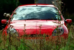 A RED FORD PUMA EXTERIOR PARKED IN GRASS AREA AUGUST 1997 A RED FORD PUMA EXTERIOR PARKED IN GRASS AREA AUGUST 1997