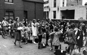 Rehearsal of evacuation at St Michaels Church School, Buckingham Palace Road Rehearsal of evacuation at St Michaels Church School, Buckingham Palace Road