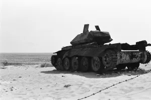The remains of a Crusader tank close to the scene of the El Alamein battlefield 29th May The remains of a Crusader tank close to the scene of the El Alamein battlefield 29th May